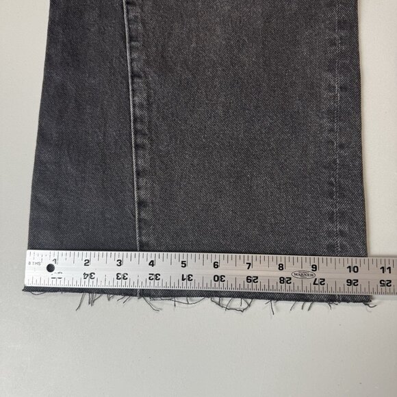 Express Jeans Womens 12R Black Wide Leg High Rise Stretch Distressed Raw Hem - Picture 12 of 13